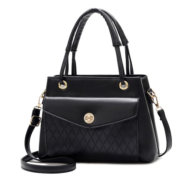 

black women pu leather hand bags casual fashion ladies bag shoulder female handbags many pockets solid color