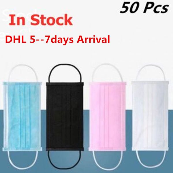 

in stock wholesale disposable face masks black pink blue mask with elastic ear loop 3 ply breathable dust air pollution protection pack
