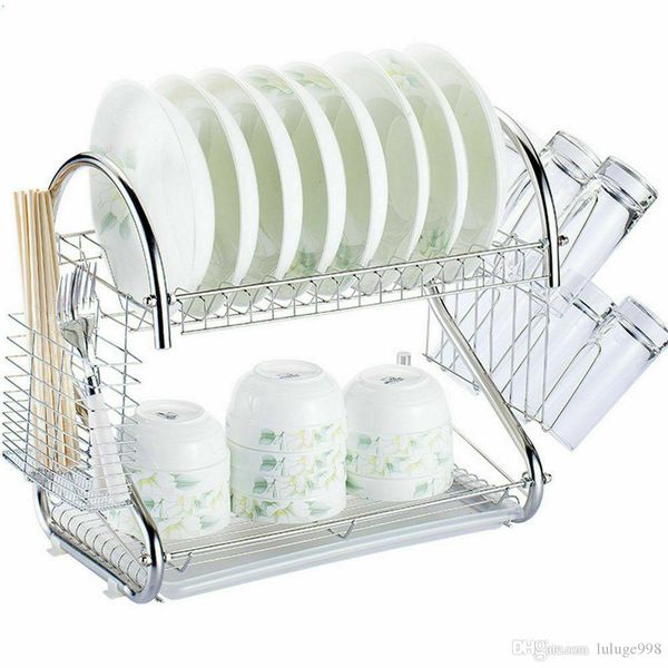 

2-tier multi-function stainless steel dish drying rack,cup drainer strainer