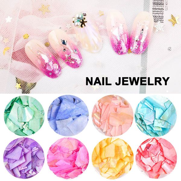 

11 colors thin natural seashell nail sequins diy 3d nail art decorations fm88, Red;gold