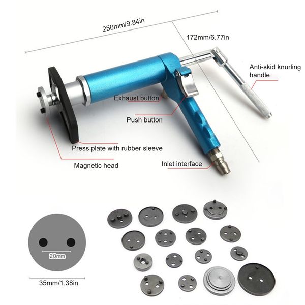 

16pcs/set pneumatic brake cylinder adjustment tool brake caliper piston return tool pad replacement kit
