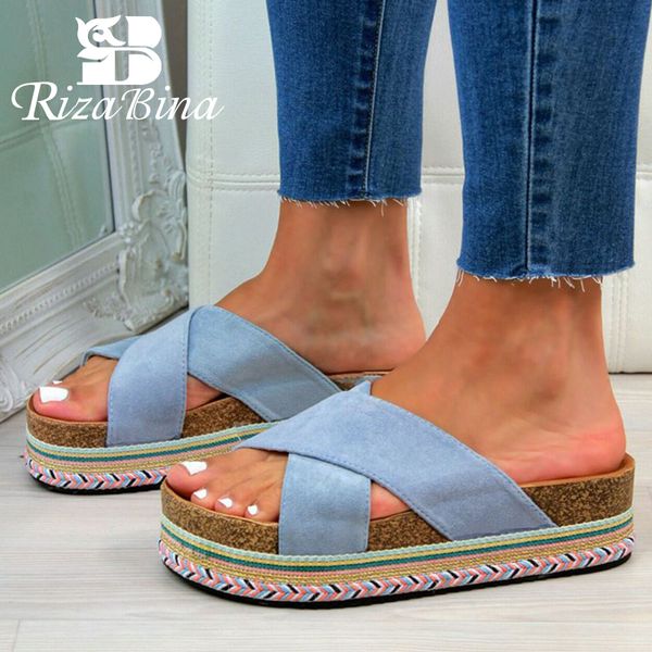 

rizabina size 35-43 women slipper fashion platform wedges summer shoes woman casual daily lady home house thick bottom footwear, Black