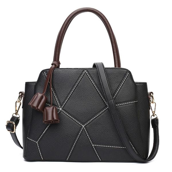 

banabanma stylish pu leather bags handle satchel with pendant stitching lichee pattern shoulder bag handbag for women zk30