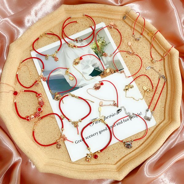 

lucky new year red rope bracelet natal cute cartoon lucky cat lanyard festive red bridal bracelet womens, Black
