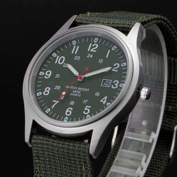 

2019 fashion watches men nylon strap water resiatnt casual quartz watch with calendar army green relojes hombre, Slivery;brown