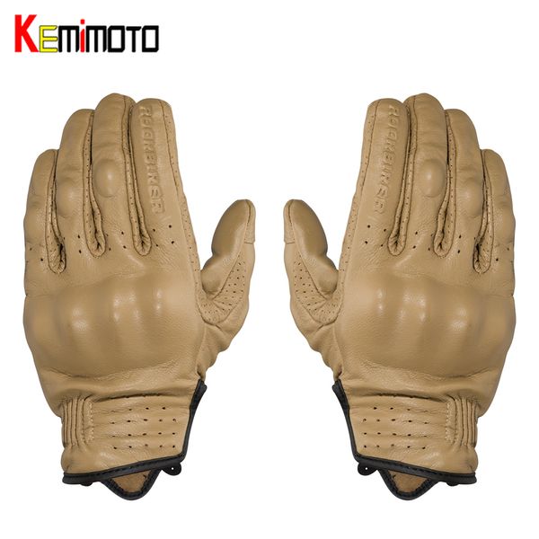 

kemimoto summer motorcycle leather gloves touch screen cycling moto luva motorbike guantes protective motocross glove men, Black
