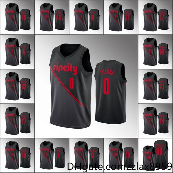

men rodney hood hassan whiteside portland nba trail damian lillard c.j. mccollum blazers black city jersey, Black;red