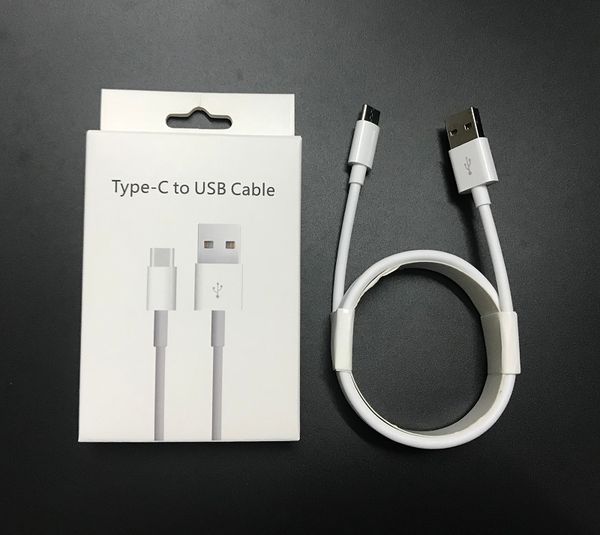 

type c usb cable 1m white round charging cord with original retail package box for samsung s8 s10 huawei android phone charger data cable