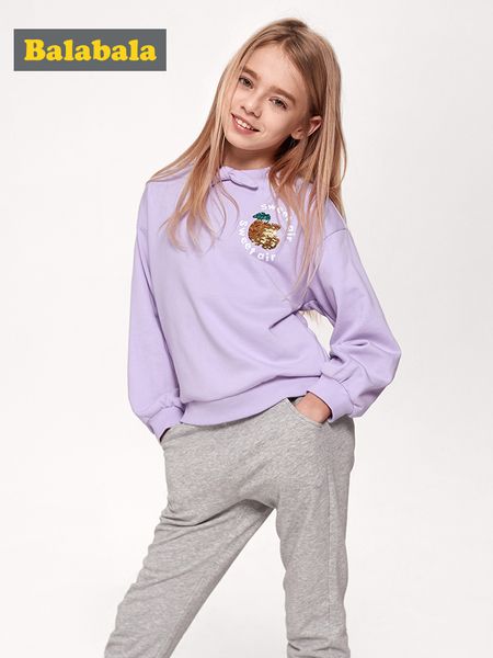 

balabala girls clothing set spring casual clothes suit 2020 cotton new kids clothes hoodies & pants sets t200613, White