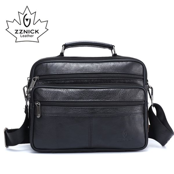 

zznick men messenger bags luxury genuine leather men bag designer shoulder bag casual zipper office bags for