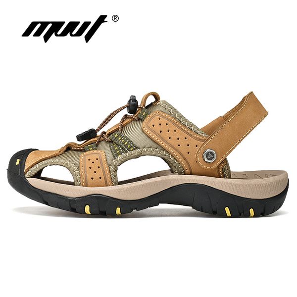 

summer plus size 47 men outdoor sandals quik-dry genuine leather beach sandals men water cool hiking