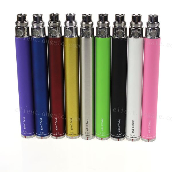 

eGo-C Twist Battery E Cigarette Batteries Variable Voltage Battery Multi Colors 650mAh 900mAh 1100mAh 1300mAh Battery