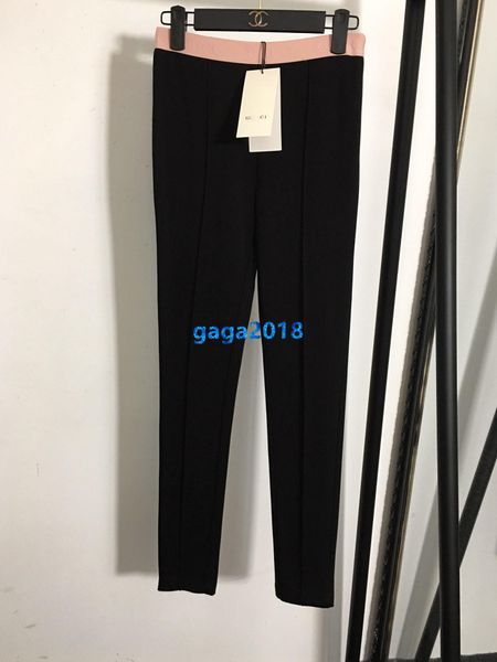 

high end женщины девушки карандаш брюки лоскутное блокирующее письмо эластичный пояс повседневные тонкие леггинсы взлетно посадочная полоса, Black;white