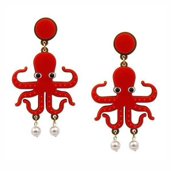 

retro fun fabala earrings personality trendy lobster acrylic dangle ocs, Silver