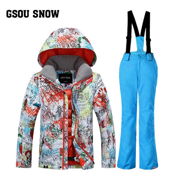 

2017 new children ski suit and ski suit children waterproof graffiti
