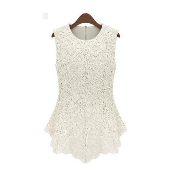 

women clothing blouses for women 2019 summer lace new fashion vintage o neck sleeveless women long crochet chiffion blouse black white
