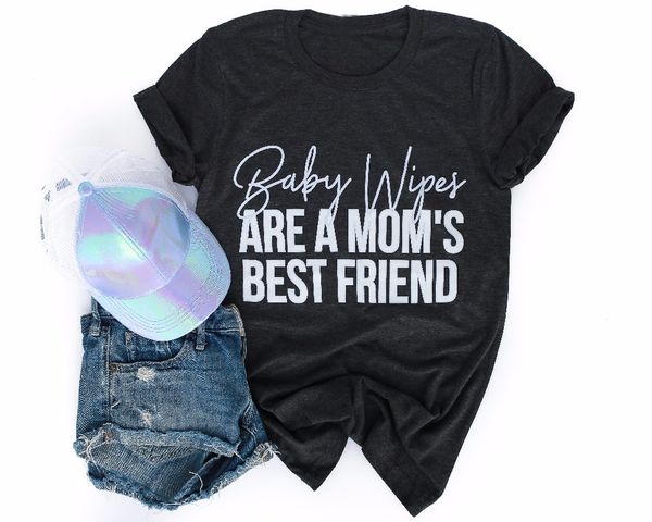

funny slogan grunge t-shirt 90s women fashion girl graphic tumblr tshirt baby wipes are a mom's friend tee mother gift, White