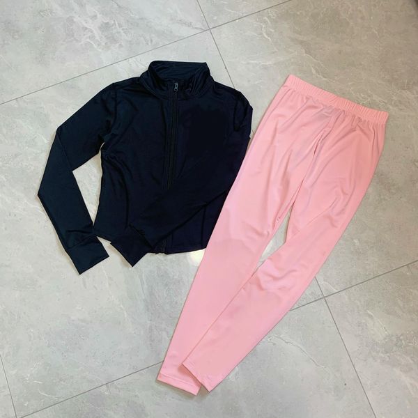 

new arrival fashion womens brand tracksuits stretch active womens sets black 2 color pants luxury yoga zipper womens cloths, Gray