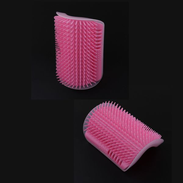 

2pcs pet brush massage perfect tool for cats with long and short fur, cat self groomer with catnip (pink