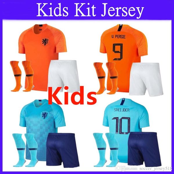 

2018 2019 kid kit new nederland occer jer ey 18 19 home orange netherland holland robben neijder v per ie dutch away football