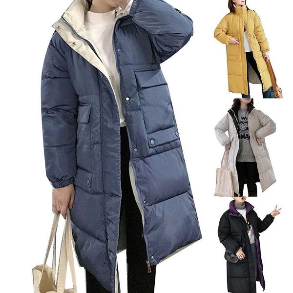 

sweater women fur lining coat womens winter warm thick long jacket hooded jacket coat women's, Black