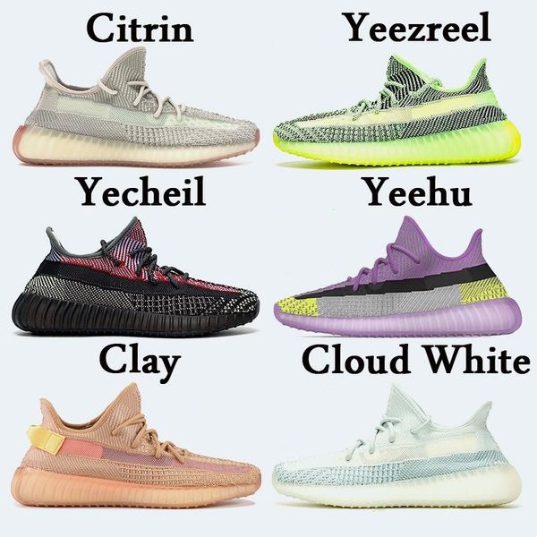 

2020 kanye stock x v2 yecheil yeehu glow running shoes citrin cloud white black reflective trainers kanye west designer sneakers sport shoes, White;red