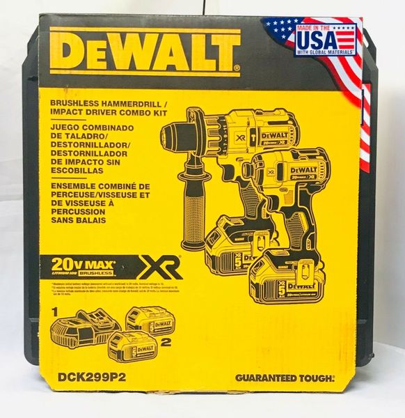 

Dewalt 20v dck299p2 bru hle combo kit 2 tool 5 0ah dcd996 dcf887 new