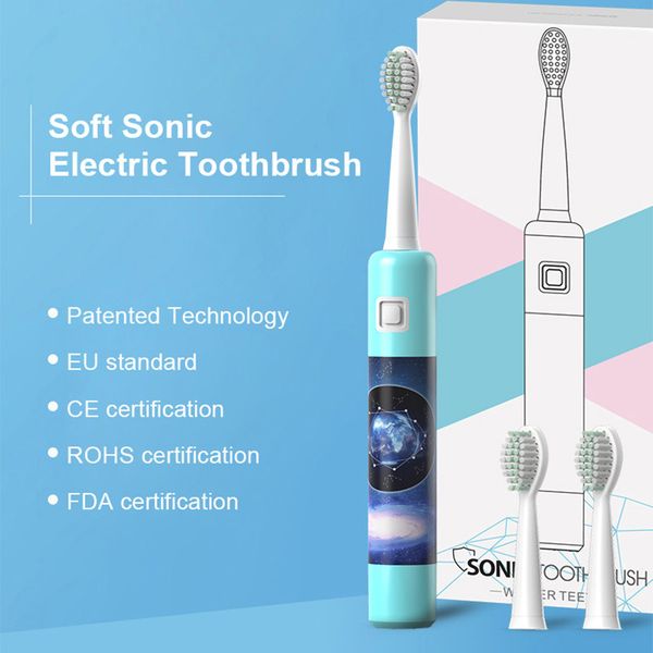 

1pcs baby kids acoustic wave electric toothbrush full body waterproof children soft bristle six optional modes tooth brush