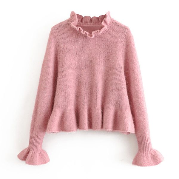 

rr solid pink loose sweaters women fashion sweet o neck sweater women elegant long sleeve sweaters female ladies kw, White;black