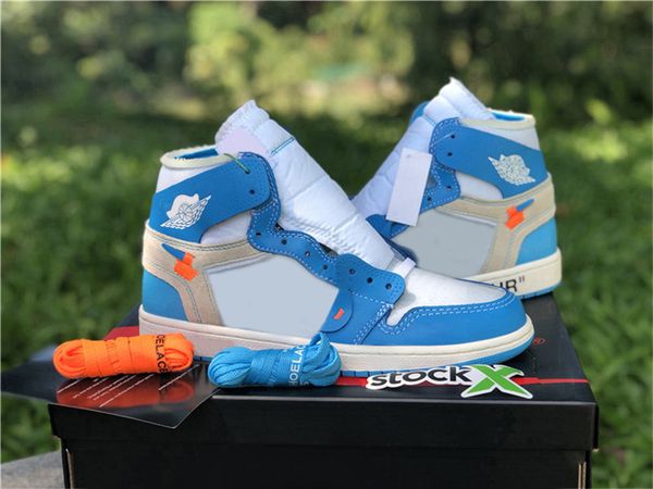 

off authentic air unc 1 power blue white red canary yellow retro basketball shoes for men women sneakers with original box aq0818-148