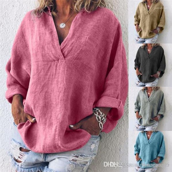 

womens spring summer loose ladies colorful tshirts long sleeve v-neck, White