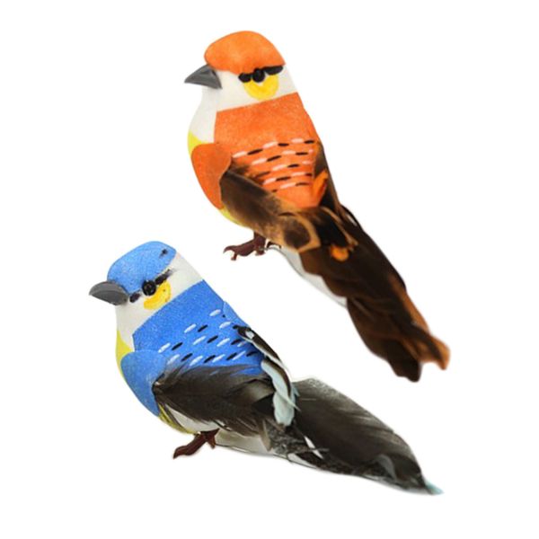 

2pcs artificial simulation foam bird, feathered bird ornaments diy craft for home garden lawn decoration party accessories, random color