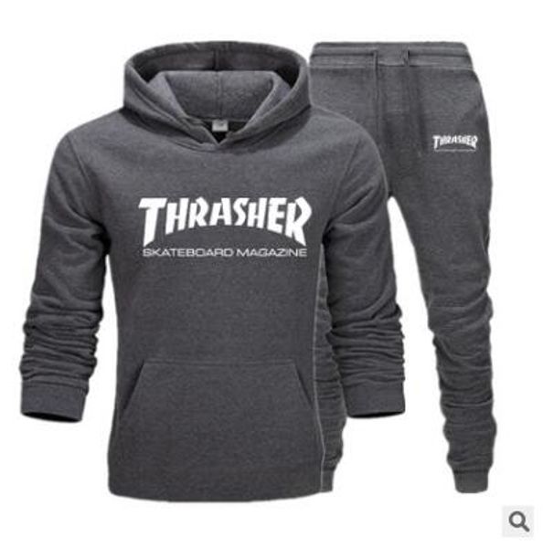 

fashion outdoor sport suit autumn men women hoodies and jacket+ joggers sweatpants printing suits sportwear tracksuit fight color sweatshirt, Gray