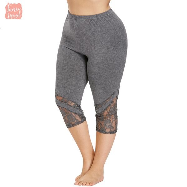 

lace capri pants plus size leggings women fitness legging calf trim women summer workout leggings push up leggings, Black;white