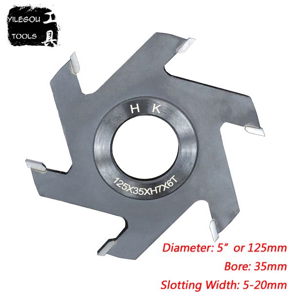 

125mm tct grooving bit 5" slotting saw blades end mill 6 teeth milling cutter for woodworking, bore: 35mm, slotting width:5-20mm