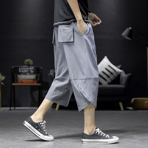 

men's pants men casual streetwear pant 2021 summer mens sweatpants comfortable loose harem cotton bloomers calf-length joggers, Black