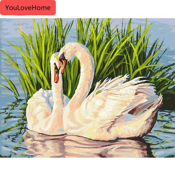 

paint by number swan drawing canvas acrylic handpainted pictures by number animals wall art gift home decor hand made paint