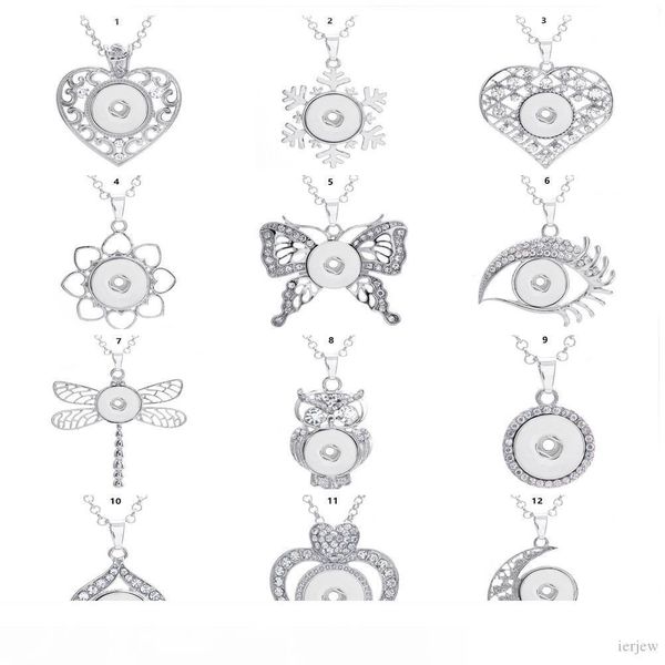 

snap necklace fashion women snap pendant necklace diy ginger snap jewelry with chain fit 18mm charm button exquisite gift charms necklaces, Silver