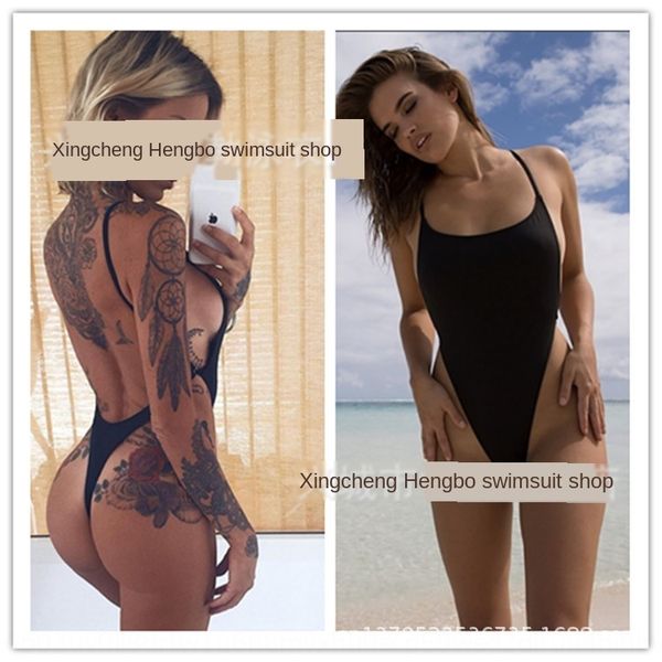 

solid color conjoined tie thong pants backless beach casual swimsuit bikini swimsuit bikini, White;black