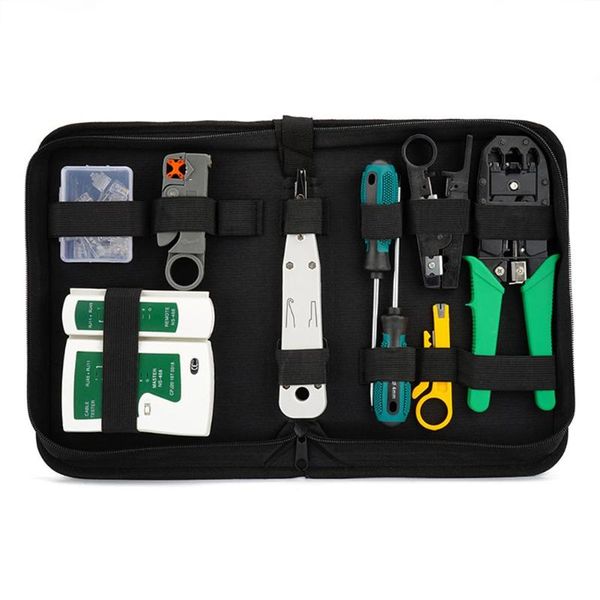 

12pcs cable crimping tool network repair tool set crimper/pressing line/tangent pliers lan cable crimper tester wire screwdriver