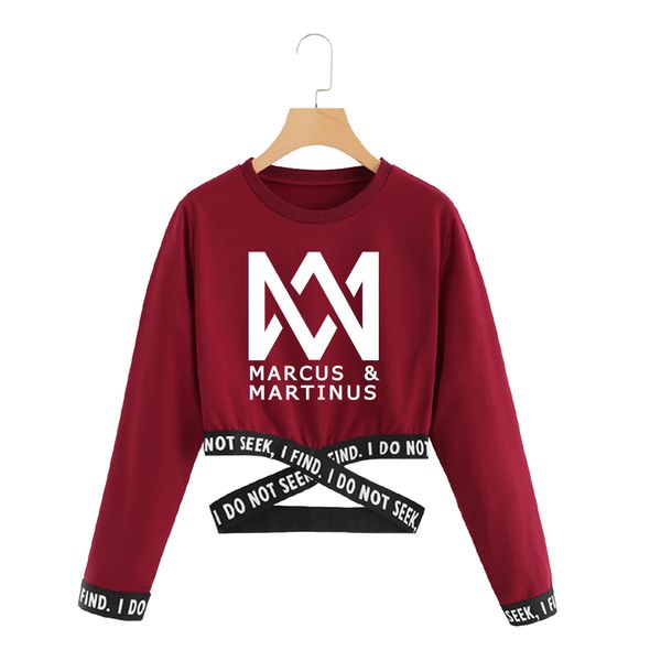 

marcus & martinus cropped o-neck sweatshirts women fashion long sleeve sweatshirt 2019 casual streetwear clothes, Black