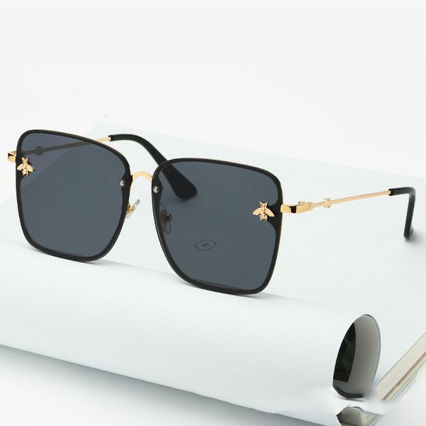 

oversized square bee sunglasses women vintage brand metal sun glasses men shades oculos feminino lentes gafas de sol mujer uv400, White;black