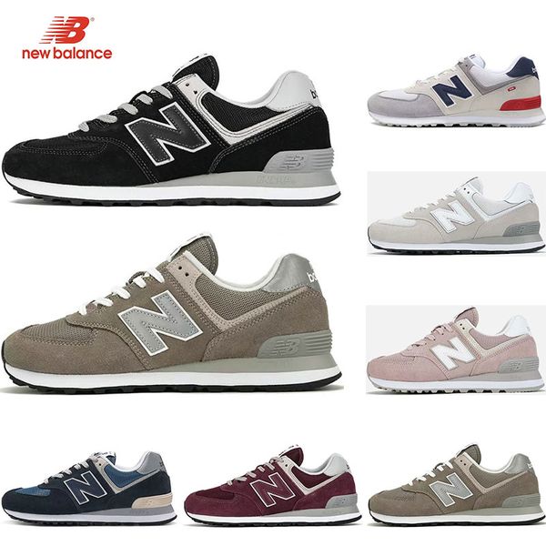 

2019 Designer 574 running shoes for men triple black white pink Wine womens sport sneakers trainer Breathable vintage fashion size 36-44