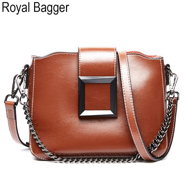 

royal bagger shoulder sling bag for women girls genuine cow leather new fashion super retro elegant ladies casual