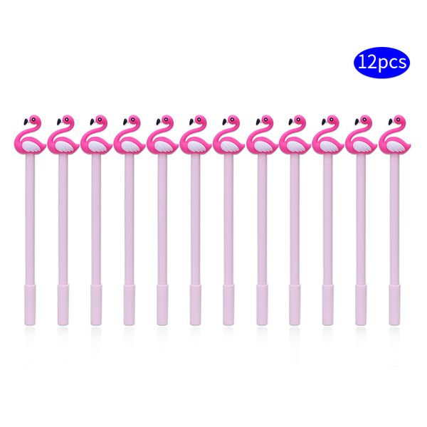 

12pcs/set cute flamingo unicorn cactus black cat gel pen kawai tassel anime fruit milky blue color school accessory material