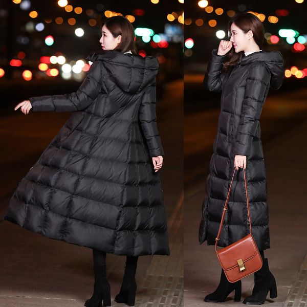 

2019 winter female coat puffer warm quilted long jacket hooded parka women manteau femme hiver overcoat snow wear large size 4xl, Black