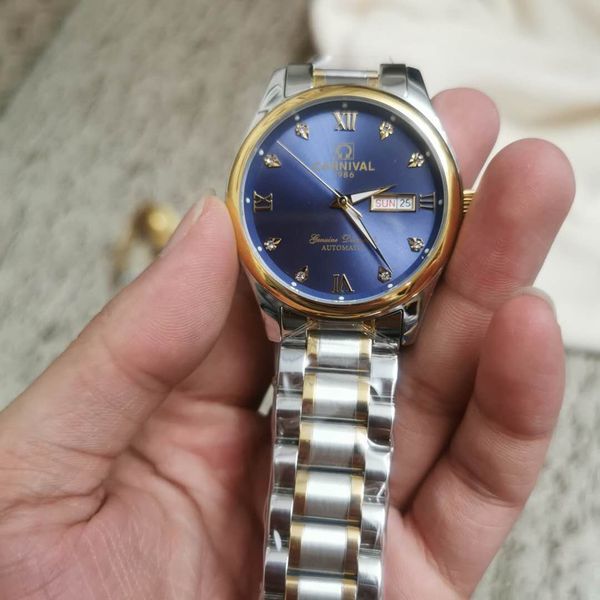 

мода швейцарские часы стали ремешок набрать tourbillon часы автоматическая мужчины часы наручные мужские механические часы стали карнавал, Silver