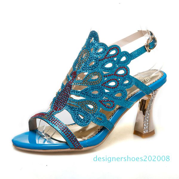 

kcenid plus size 46 summer sandals women open toe rhinestone crystal hoof heels gladiator sandals women glittering party shoes d08, Black