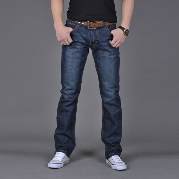 

2019 men's casual pants men fashion autumn denim cotton hip hop loose work long trousers flexible comfortablejeans, Blue