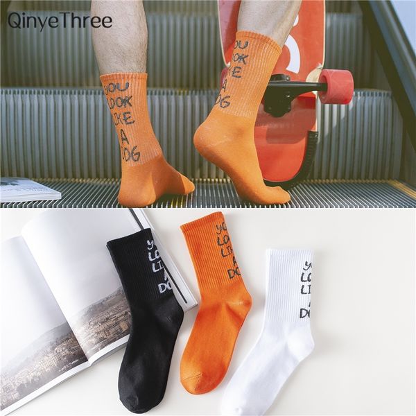 

fashion tide men cotton tube socks street style hip-hop skateboard boy harajuku style socks tide men crews sox drop ship, Black